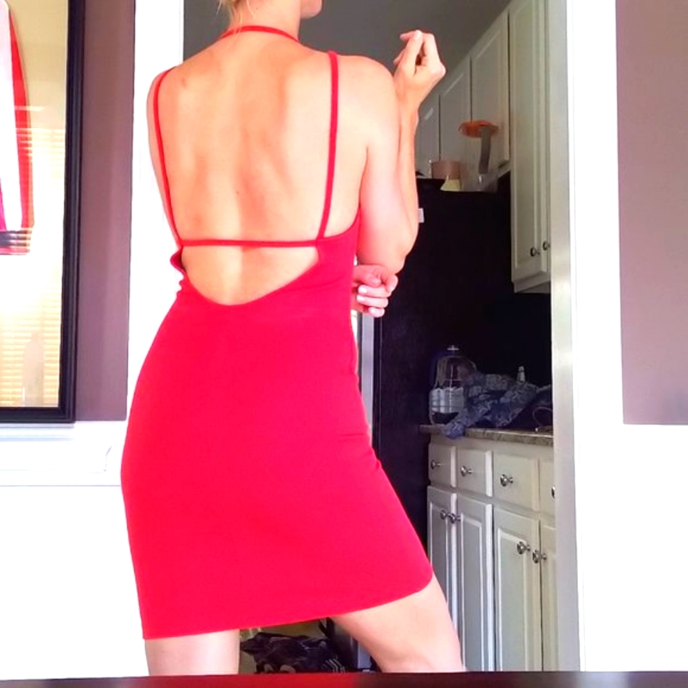 Red Lulus  Dress- Backless- Size M